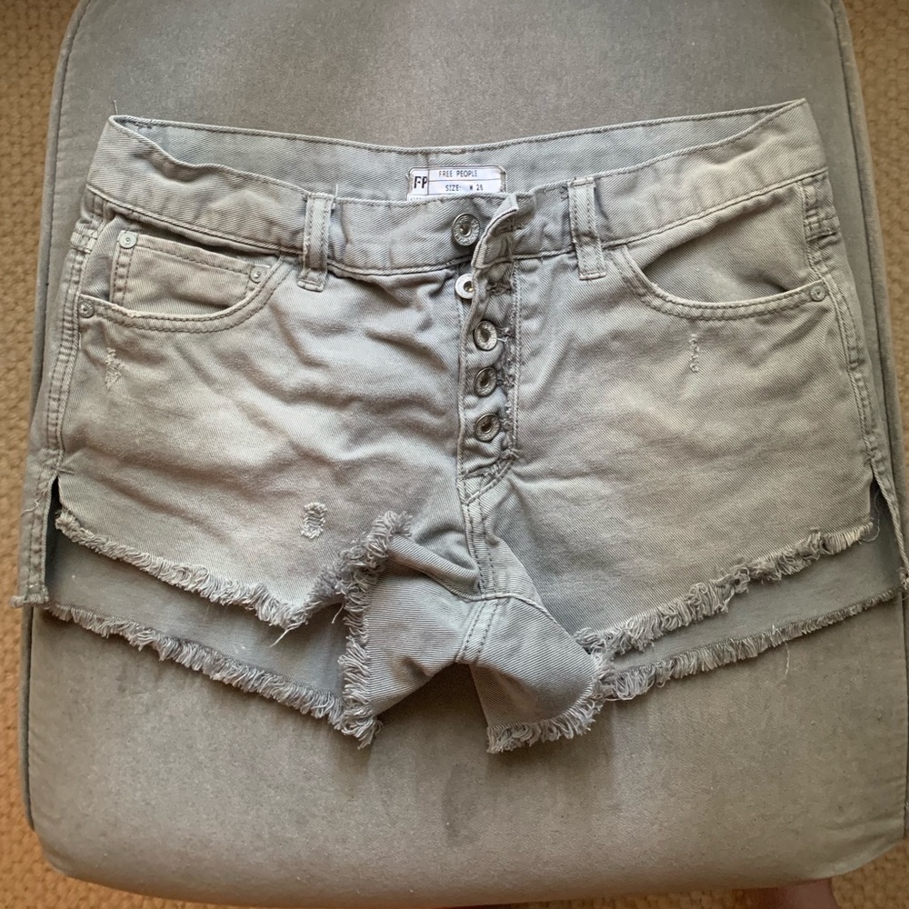Free People denim cut off shorts button fly